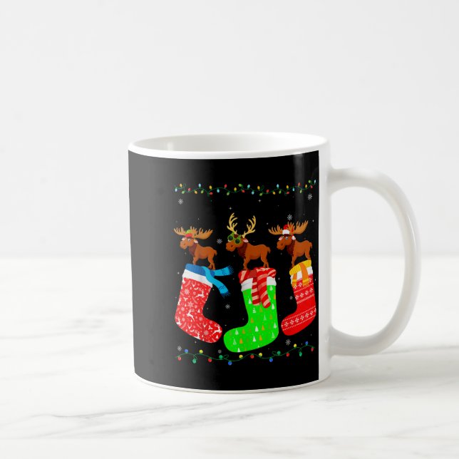 Caneca De Café Moose In Xmas Socks Funny Holiday Ugly Sweater Chr (Direita)