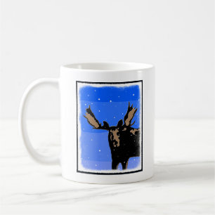 Caneca De Café Moose no inverno - Arte original sobre a vida selv