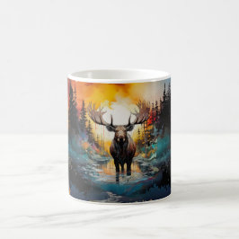 Caneca De Café Moose Surrealista Em Pé De Água