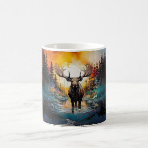 Caneca De Café Moose Surrealista Em Pé De Água