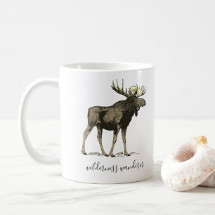 Caneca De Café Moose Wander Na Campa Branca De Esmalte