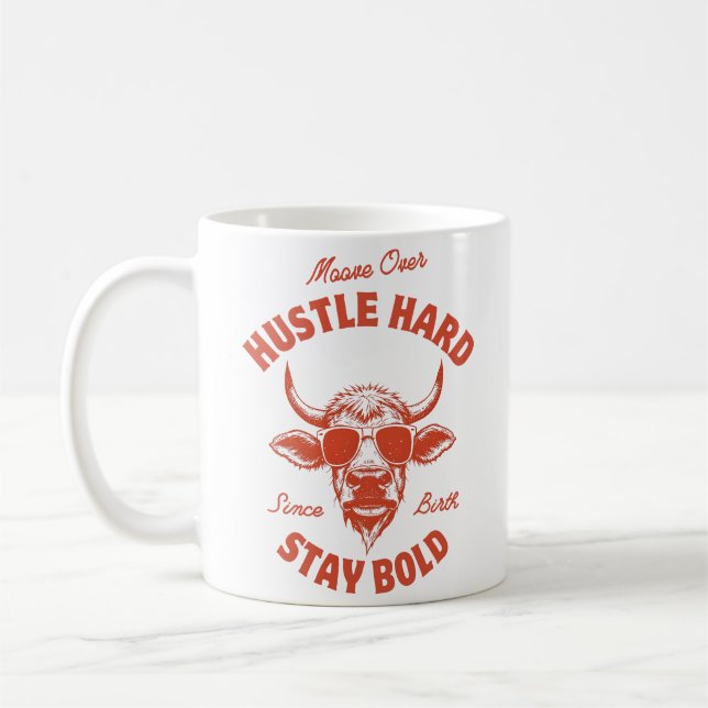 Caneca De Café Moove Sobre Trabalhe Duro Vaca  (Esquerda)