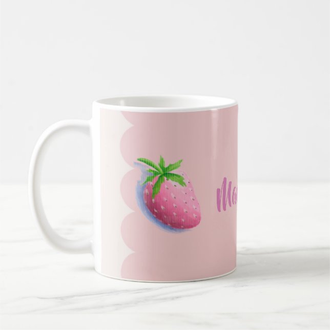 Caneca De Café Morada Rosa de Morango Feminina Delicada (Esquerda)