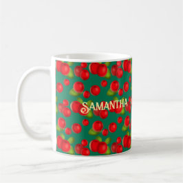 Caneca De Café Morango Com Folhas