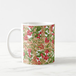 Caneca De Café Morango de padrão sem costura em uma cesta de wic
