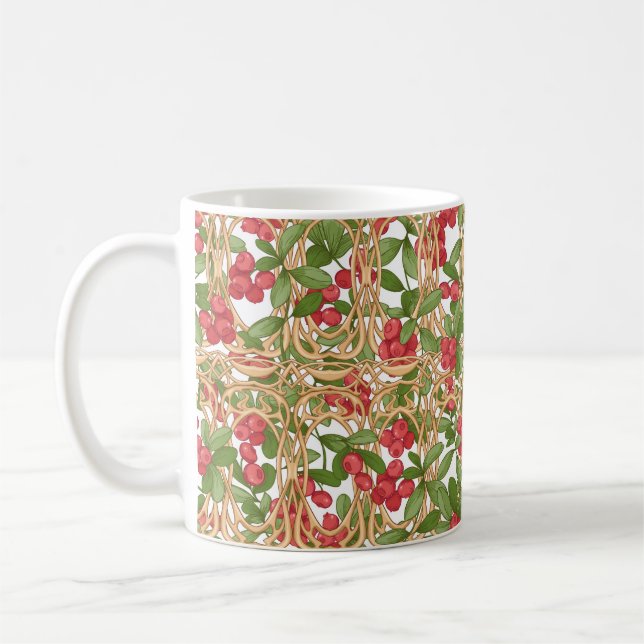 Caneca De Café Morango de padrão sem costura em uma cesta de wick (Esquerda)