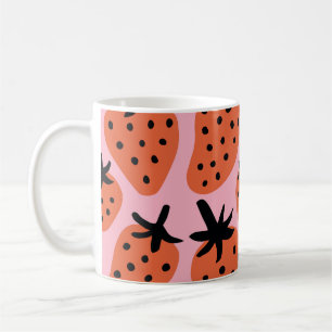 Caneca De Café Morango divertido, design sem costura desenhada à