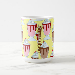 Caneca De Café Morango E Sorvetes De Chocolate