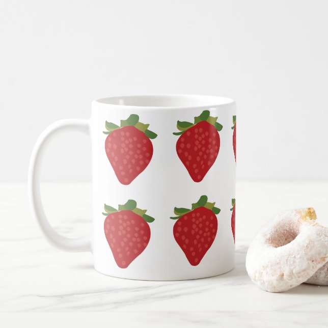 Caneca De Café Morango Fruta Fofa Morangos (Com Donut)