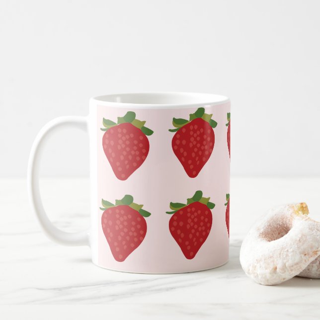 Caneca De Café Morango Fruta Fofa Morangos (Com Donut)