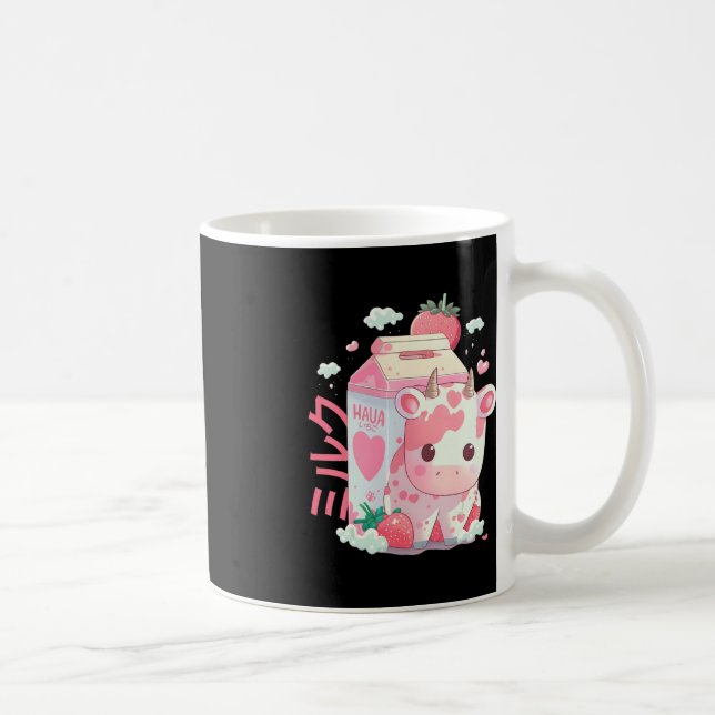 Caneca De Café Morango Leite Milhar Vaca Boca Cute Kawaii J (Direita)