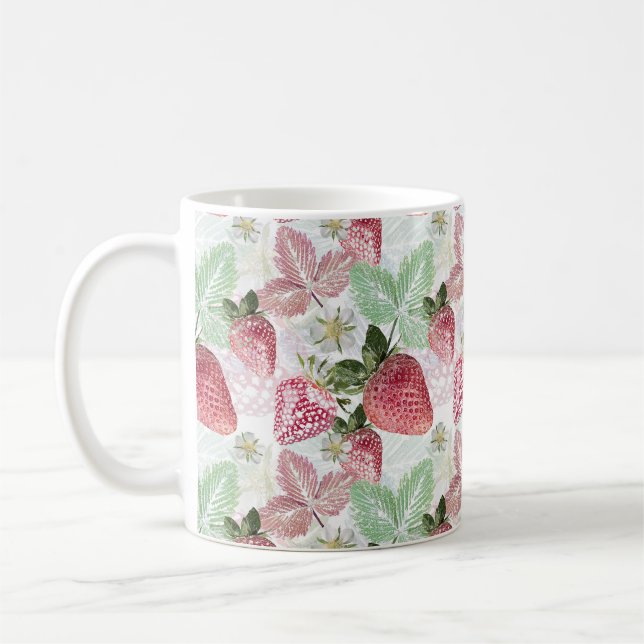 Caneca De Café Morango, morango, vermelho, fresco, maduro, doce,  (Esquerda)