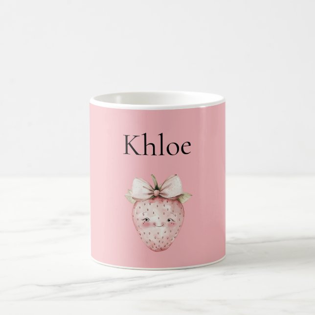 Caneca De Café Morango Rosa Feliz (Centro)