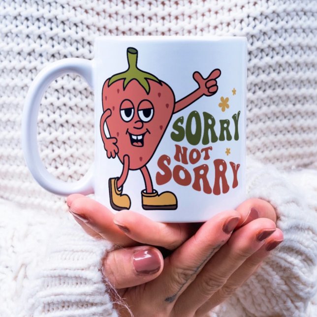 Caneca De Café Morango Sarcástico Desculpe Não Desculpe (Criador carregado)