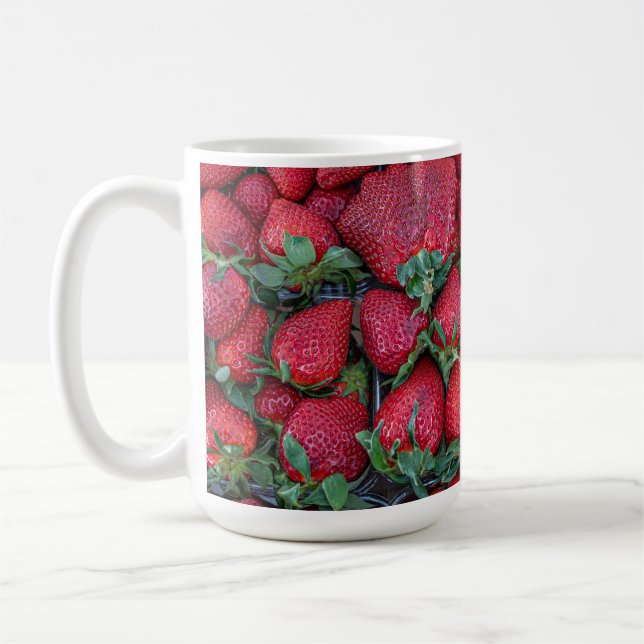 Caneca De Café Morangos com folhas verdes (Esquerda)