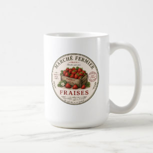 Caneca De Café Morangos de Mercado de Agricultores Franceses Vint
