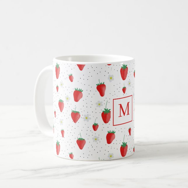 Caneca De Café Morangos E Blossóis De Verão Bons cozinheiros Chef (Frente Esquerda)