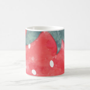 Caneca De Café Morangos em Aquarela Fofos