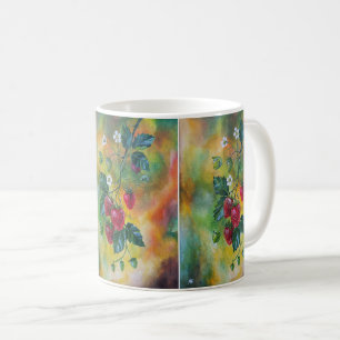 Caneca De Café Morangos em uma Videira de Verão por Alfred Fox