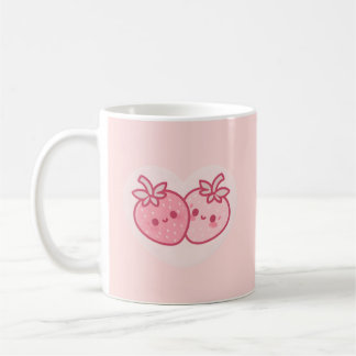 Caneca De Café Morangos Kawaii do Dia dos Namorados (Rosa)