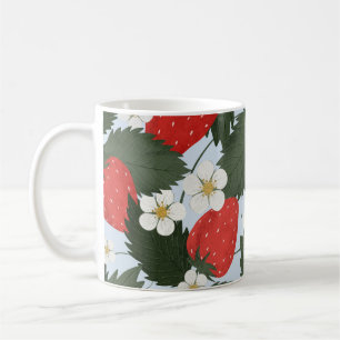 Caneca De Café Morangos: padrão de fruta de verão design.