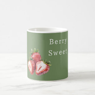 Caneca De Café Morangos Verde Oliva Doce de Frutas