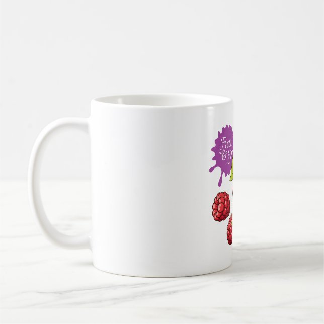 Caneca De Café Morangos Vermelhos Frescos e Cerejas (Esquerda)
