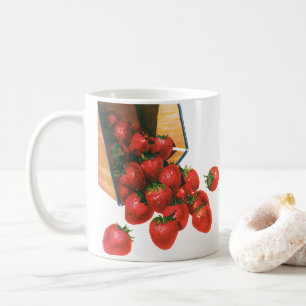 Caneca De Café Morangos Vintage em Cesta, Fruta em Berries