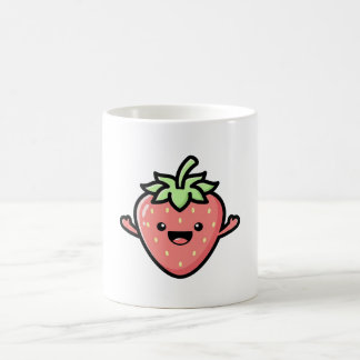 Caneca De Café Morangue Feliz – Ilustração Kawaii Fofa