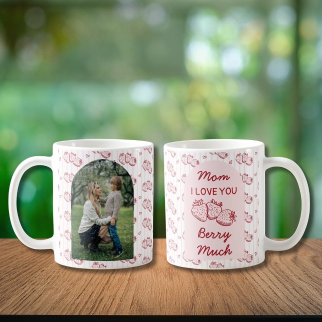 Caneca De Café Morangueiro Eu Te Amo Mãe Dia das Mães Foto (Criador carregado)