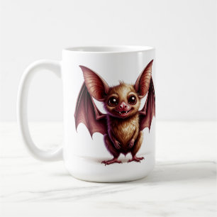 Caneca De Café Morcego de desenho animado fofo com sorriso amigáv