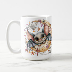 CANECA DE CAFÉ MORCEGO E LUA CRESCENTE DE HALLOWEEN CAPRICHOSO E
