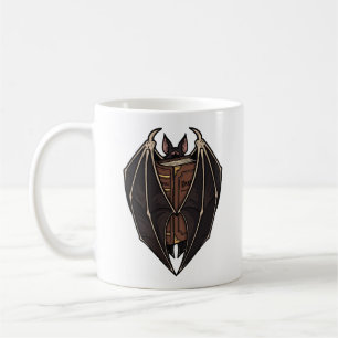 Caneca De Café Morcego Gótico Lendo Livro de Feitiço Sombrio