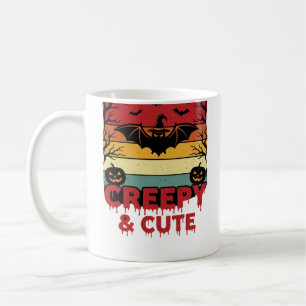 Caneca De Café Morcego Vintage Assustador e Fofo de Halloween