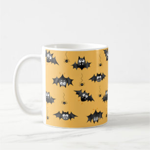 Caneca De Café Morcegos de Halloween e aranhas perigosas