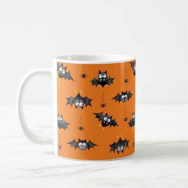 Caneca De Café Morcegos de Halloween e aranhas perigosas (Esquerda)