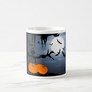 Caneca De Café Morcegos De Halloween E Coruja