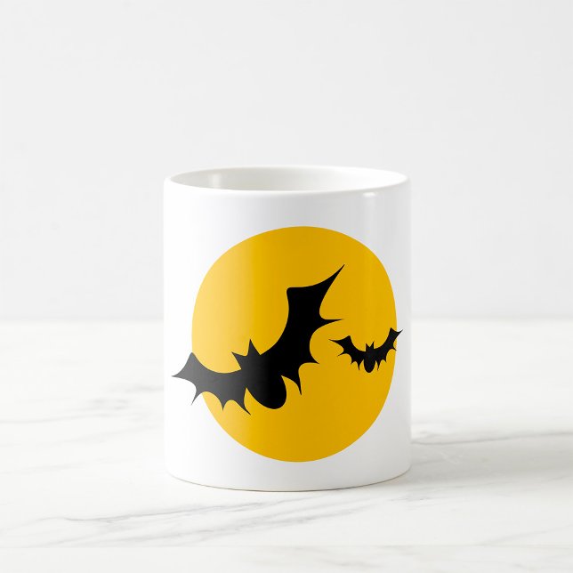 Caneca De Café Morcegos de Halloween Silhueta Lua Cheia (Criador carregado)