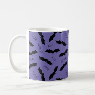 Caneca De Café Morcegos Roxos Halloween