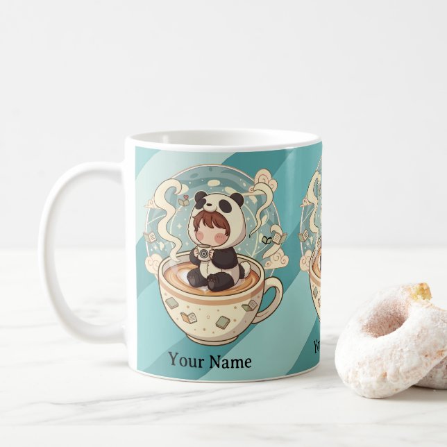 Caneca De Café Morning Brew Kawaii Panda Mug (Com Donut)
