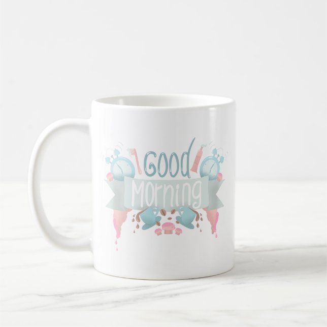 Caneca De Café Morning Cheerfull Grening Encantado, Personalizado (Esquerda)