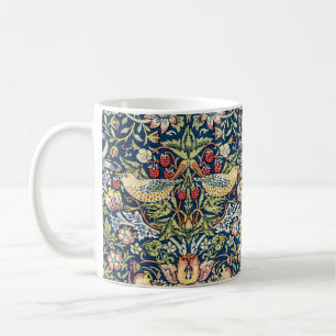 Caneca De Café Morris - Pássaro de Morango e Padrão Floral