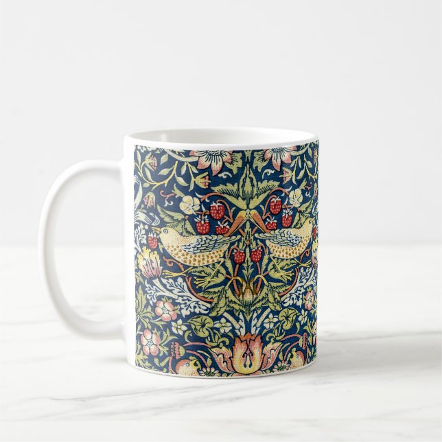 Caneca De Café Morris - Pássaro de Morango e Padrão Floral (Esquerda)