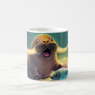 Caneca De Café Morsa Estilo Cartoon Vibrante Colorido Fofo