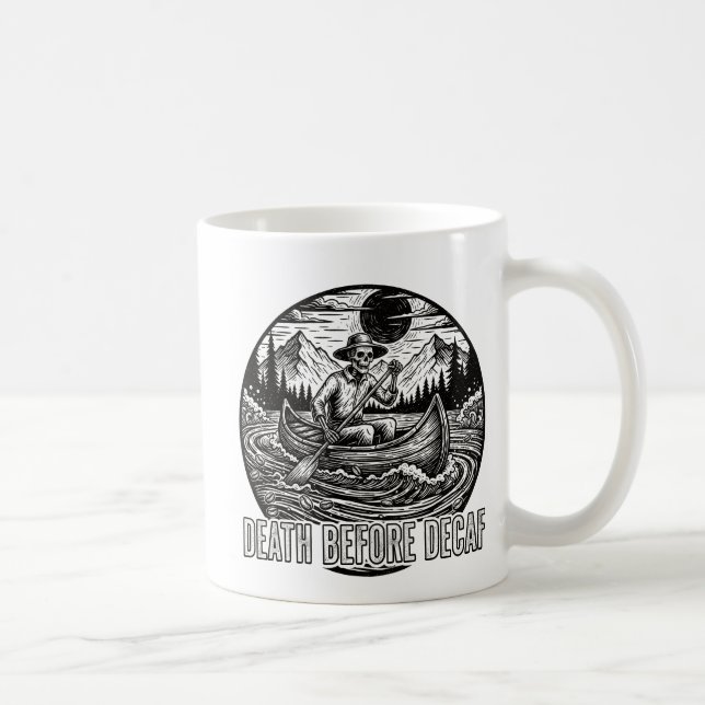 Caneca De Café Morte Antes do Decaf Skeleton Canooé Design (Direita)