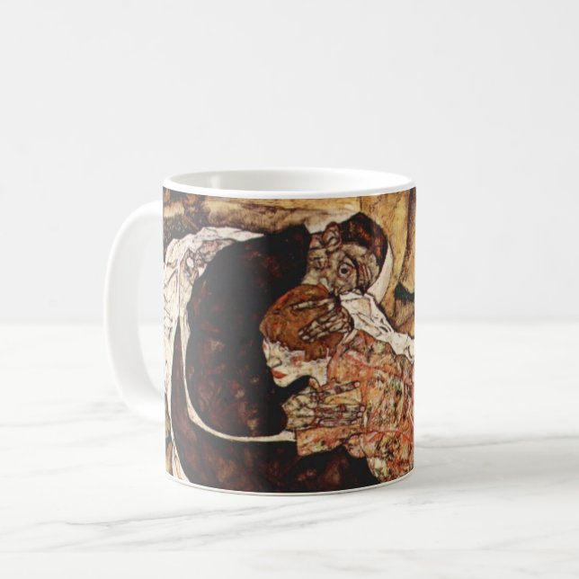 Caneca De Café Morte e a Donzela por Egon Schiele (Frente Esquerda)