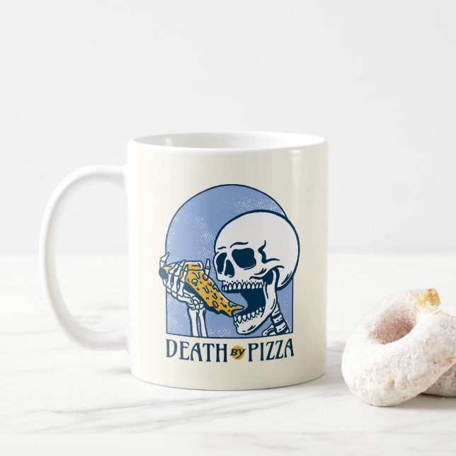 Caneca De Café Morte por Pizza (Com Donut)