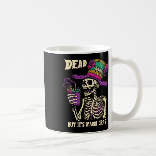 Caneca De Café Morto por Dentro Mas É Carnaval Funny Esqueleto Co (Direita)