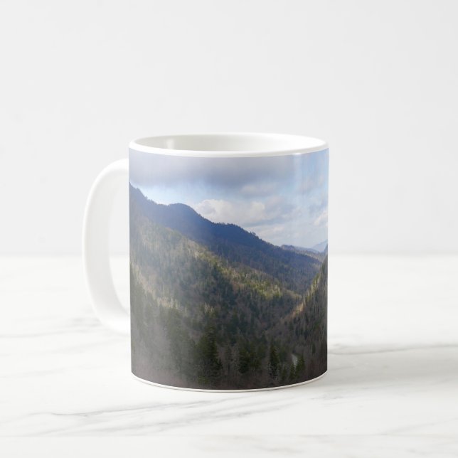 Caneca De Café Morton Overlook nas montanhas do Enfumaçado Excele (Frente Esquerda)