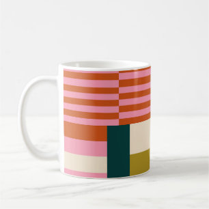 Caneca De Café Mosaico Abstrato Geométrico Retroativo
